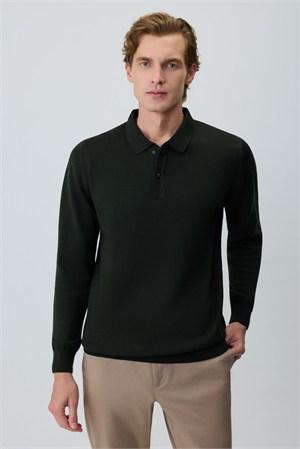 Morven Erkek Haki Basic Polo Yaka Dynamic Fit Rahat Kesim Triko