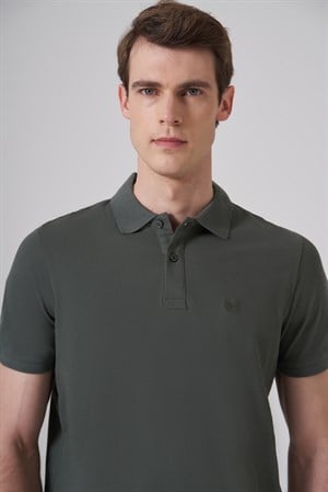 Morven Erkek Haki Basic Polo Yaka Dynamic Fit T-Shirt