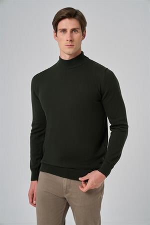 Morven Erkek Haki Basic Yarım Balıkçı Yaka Dynamic Fit Rahat Kesim Triko