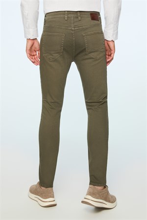 Morven Erkek Haki Denim 5 Cep Slim Fit Jean Kot Pantolon