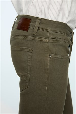 Morven Erkek Haki Denim 5 Cep Slim Fit Jean Kot Pantolon