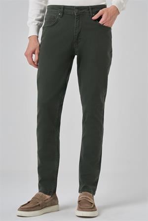 Morven Erkek Haki Denim 5 Cep Slim Fit Jean Kot Pantolon