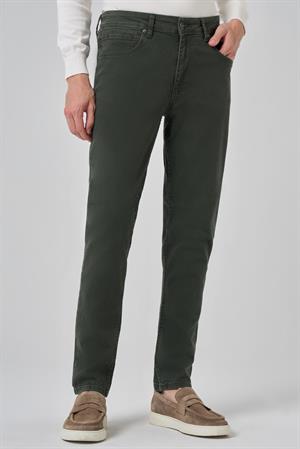 Morven Erkek Haki Denim 5 Cep Slim Fit Jean Kot Pantolon