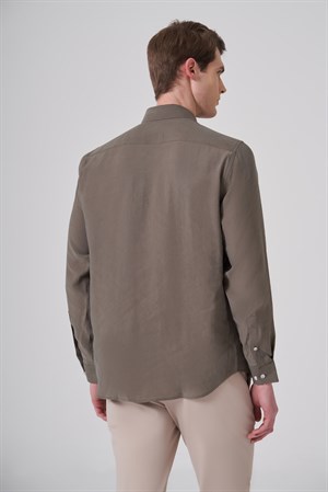 Morven Erkek Haki Dynamic Fit Düğmeli Yaka Gömlek Modal