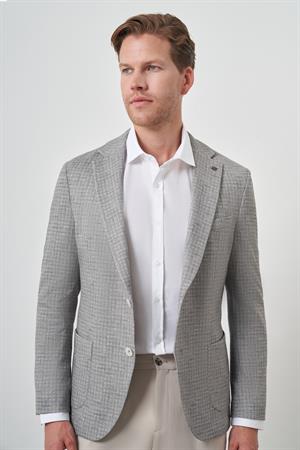 Morven Erkek Haki Örme Slim Fit Mono Yaka Ceket