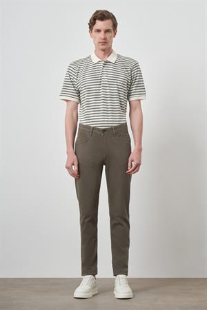 Morven Erkek Haki Pamuk 5 Cep Slim Fit Jean Kot Pantolon