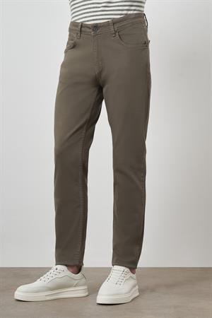 Morven Erkek Haki Pamuk 5 Cep Slim Fit Jean Kot Pantolon