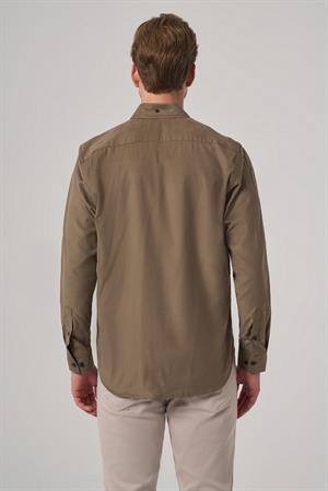 Morven Erkek Haki Pamuk Trend Dynamic Fit Düğmeli Yaka Gömlek