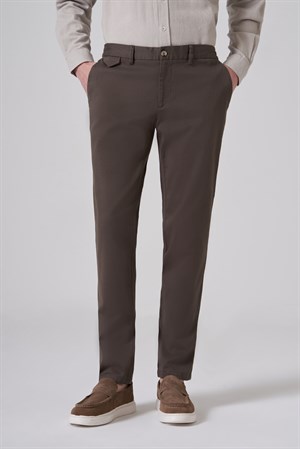Morven Erkek Haki Pamuk Trend Slim Fit Chino Pantolon