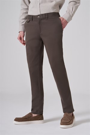 Morven Erkek Haki Pamuk Trend Slim Fit Chino Pantolon