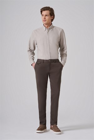 Morven Erkek Haki Pamuk Trend Slim Fit Chino Pantolon