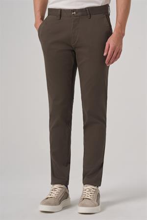 Morven Erkek Haki Pamuk Trend Slim Fit Chino Pantolon