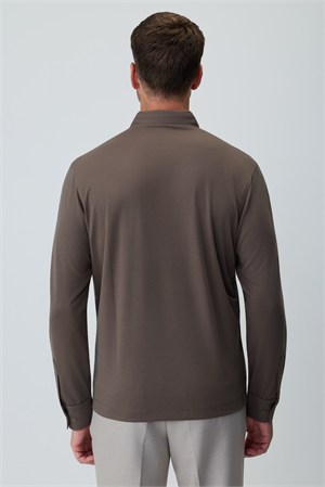 Morven Erkek Haki Polo Yaka Rayon Sweatshirt