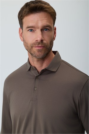 Morven Erkek Haki Polo Yaka Rayon Sweatshirt
