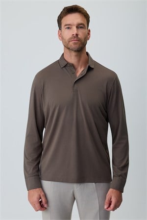 Morven Erkek Haki Polo Yaka Rayon Sweatshirt