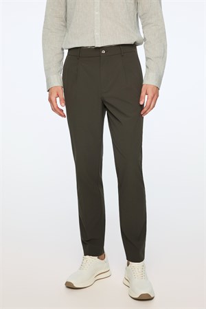 Morven Erkek Haki Polyamid Trend Desenli Slim Fit Pantolon