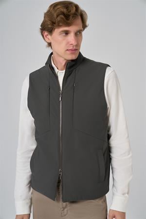 Morven Erkek Haki Polyamide Spor Gizli Cep Fermuarlı Yelek