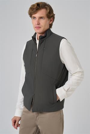 Morven Erkek Haki Polyamide Spor Gizli Cep Fermuarlı Yelek