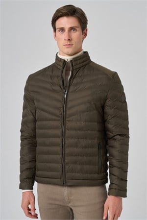 Morven Erkek Haki Polyester Kısa Kapitone Mont