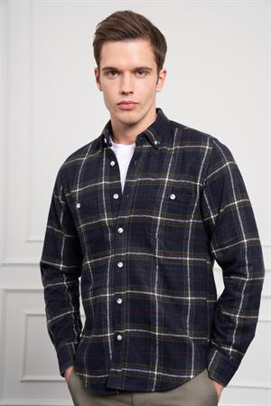 Morven Erkek Haki Regular Fit Desenli Oduncu Gömlek