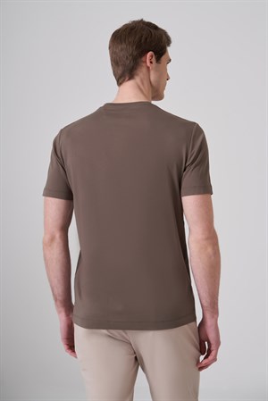 Morven Erkek Haki Trend  Bisiklet Yaka Rayon Dinamik Fit Tshirt