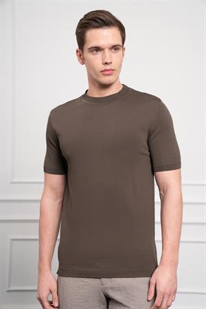 Morven Erkek Haki Trend Bisiklet Yaka Dynamic Fit Rahat Kesim Rayon T-Shirt