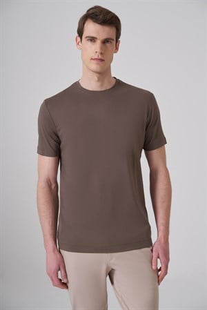 Morven Erkek Haki Trend  Bisiklet Yaka Rayon Dinamik Fit Tshirt