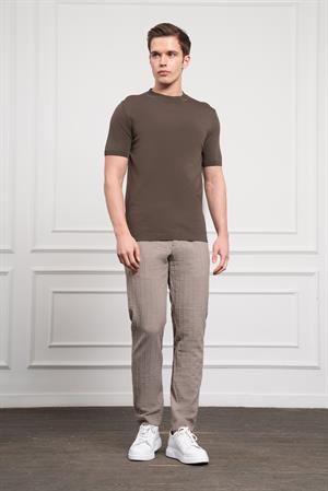 Morven Erkek Haki Trend Bisiklet Yaka Dynamic Fit Rahat Kesim Rayon T-Shirt