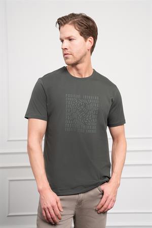 Morven Erkek Haki Trend Dinamik Fit Bisiklet Yaka T-Shirt