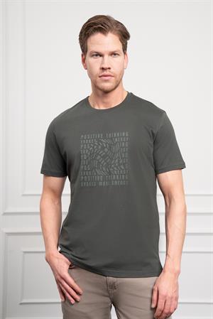 Morven Erkek Haki Trend Dinamik Fit Bisiklet Yaka T-Shirt