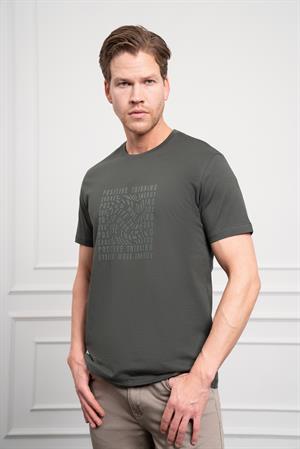 Morven Erkek Haki Trend Dinamik Fit Bisiklet Yaka T-Shirt