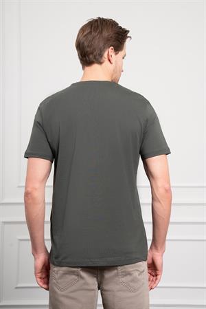 Morven Erkek Haki Trend Dinamik Fit Bisiklet Yaka T-Shirt