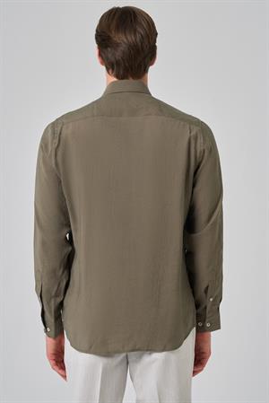 Morven Erkek Haki Dynamic Fit Düğmeli Yaka Modal Gömlek