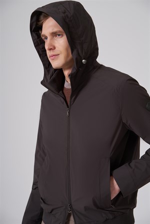 Morven Erkek Haki Trend Polyester Kapüşonlu Bomber Mont