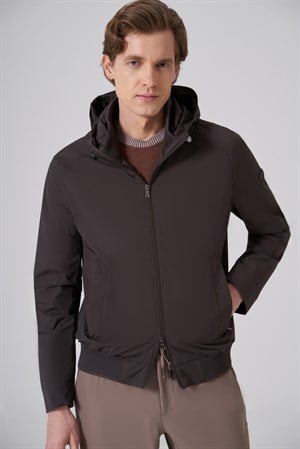 Morven Erkek Haki Trend Polyester Kapüşonlu Bomber Mont