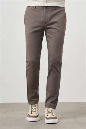 Morven Erkek Haki Yazlık Pamuk Yan Cep Slim Fit Chino Pantolon