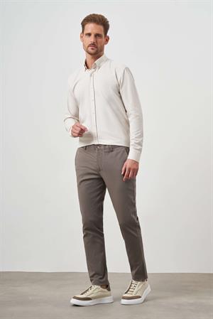 Morven Erkek Haki Yazlık Pamuk Yan Cep Slim Fit Chino Pantolon
