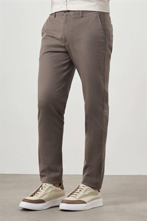 Morven Erkek Haki Yazlık Pamuk Yan Cep Slim Fit Chino Pantolon
