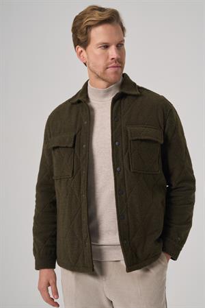 Morven Erkek Haki Yünlü Dynamic Fit Berberi Yaka Mont