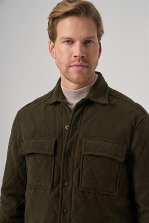 Morven Erkek Haki Yünlü Dynamic Fit Berberi Yaka Mont