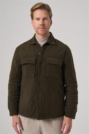 Morven Erkek Haki Yünlü Dynamic Fit Berberi Yaka Mont