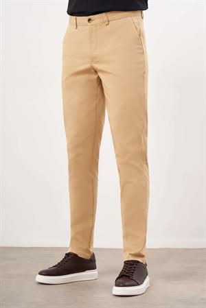 Morven Erkek Hardal Sarısı Mevsimlik Pamuk Yan Cep Slim Fit Chino Pantolon