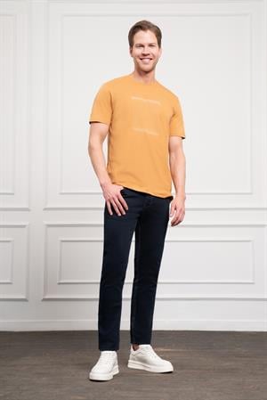 Morven Erkek Hardal Sarısı Trend Bisiklet Yaka Dinamik Fit Pamuk T-Shirt