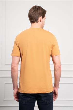 Morven Erkek Hardal Sarısı Trend Bisiklet Yaka Dinamik Fit Pamuk T-Shirt