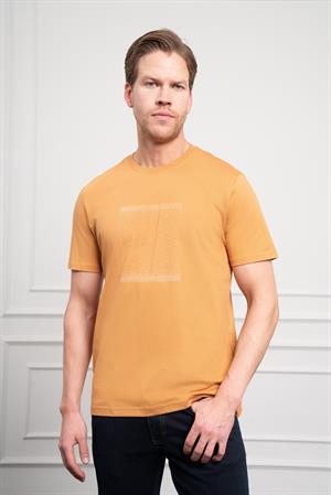 Morven Erkek Hardal Sarısı Trend Bisiklet Yaka Dinamik Fit Pamuk T-Shirt