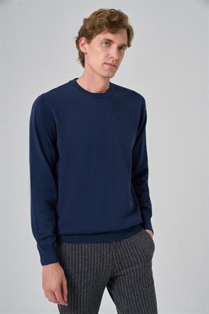 Morven Erkek İndigo Basic Bisiklet Yaka Dynamic Fit Rahat Kesim Triko