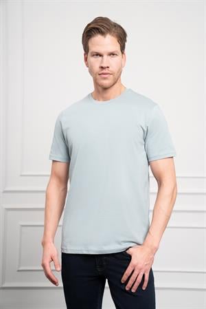 Morven Erkek İndigo Basic Bisiklet Yaka Dynamic Fit Pamuk T-Shirt