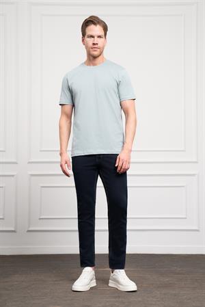 Morven Erkek İndigo Basic Bisiklet Yaka Dynamic Fit Pamuk T-Shirt