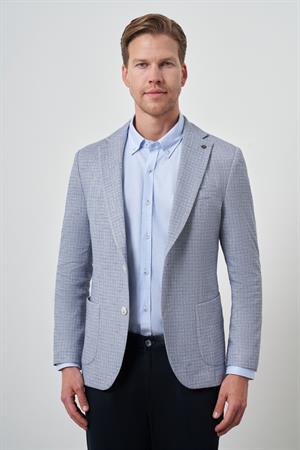 Morven Erkek İndigo Örme Slim Fit Mono Yaka Ceket