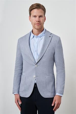 Morven Erkek İndigo Örme Slim Fit Mono Yaka Ceket